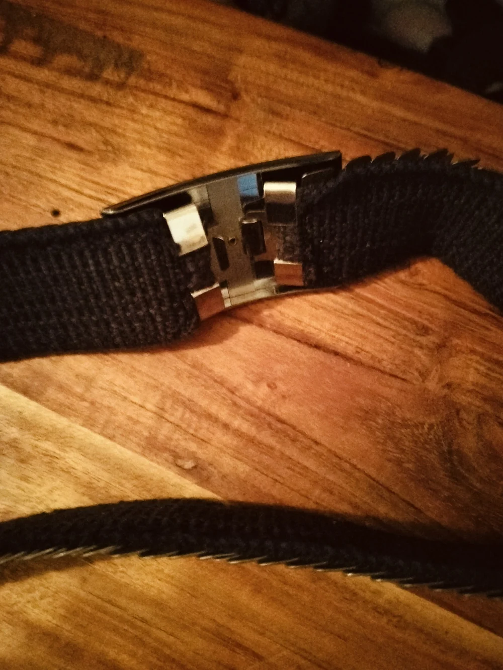 Black and White Woven Men's Belt with Silver Buckle